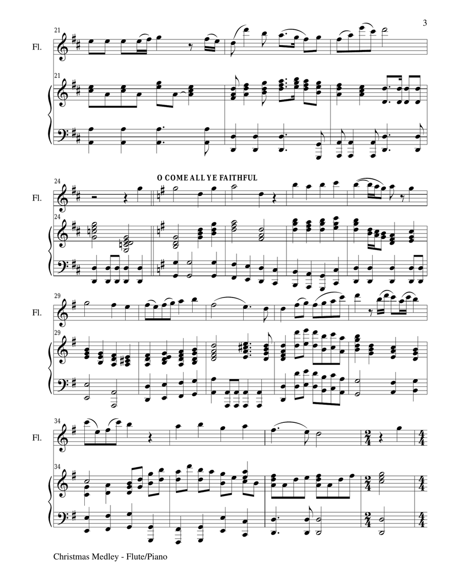CHRISTMAS JOY MEDLEY (Sing-A-Long with Flute and Piano) Small Ensemble scores gallery preview page 3
