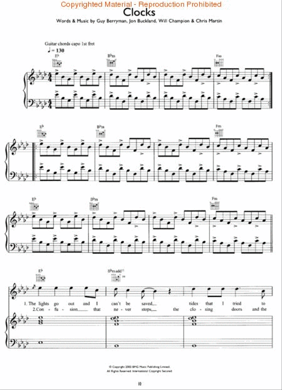 Play Piano with Coldplay Piano, Vocal, Guitar scores gallery preview page 2