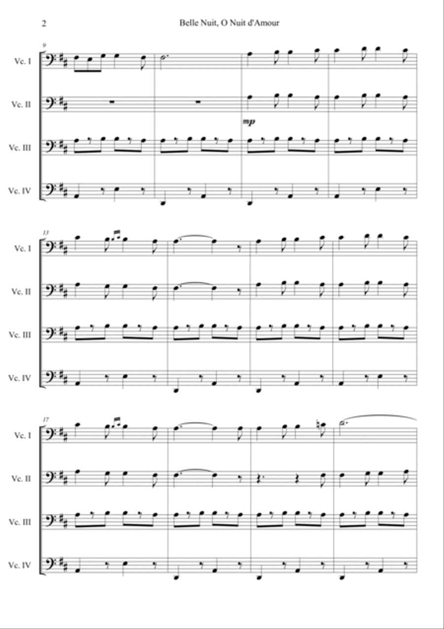 Belle Nuit o nuit d'amour Cello scores gallery preview page 2