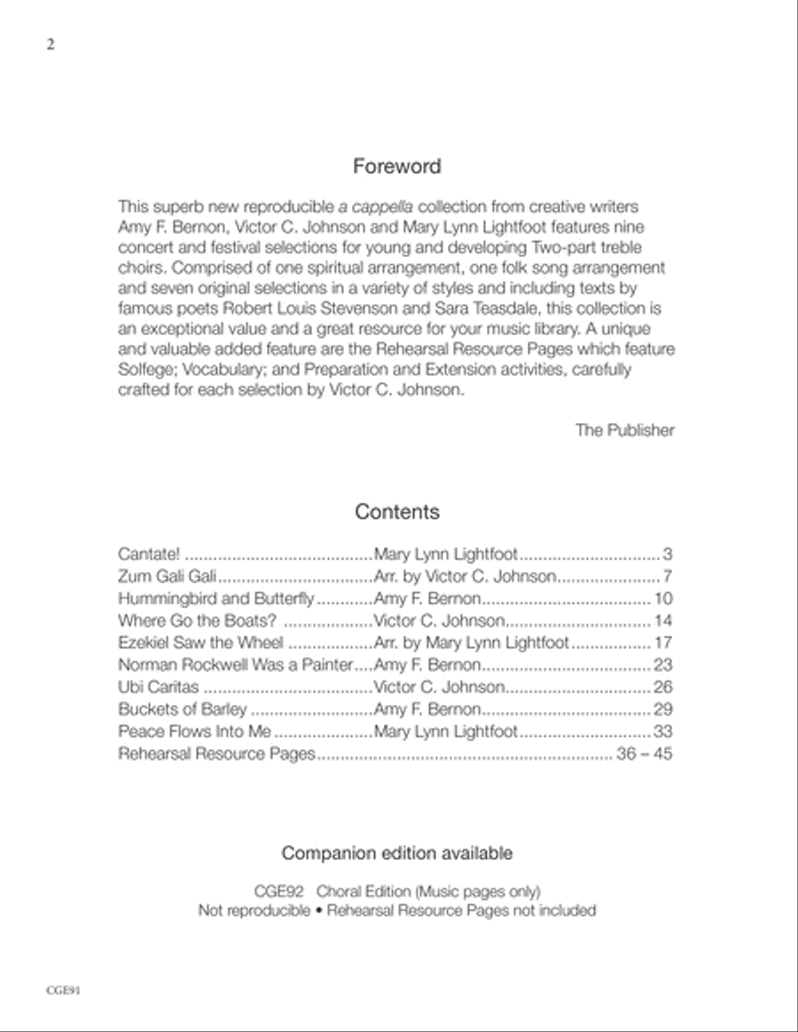 A Cappella! Volume I - Two Part Treble Complete Edition (Reproducible) 2-Part scores gallery preview page 3