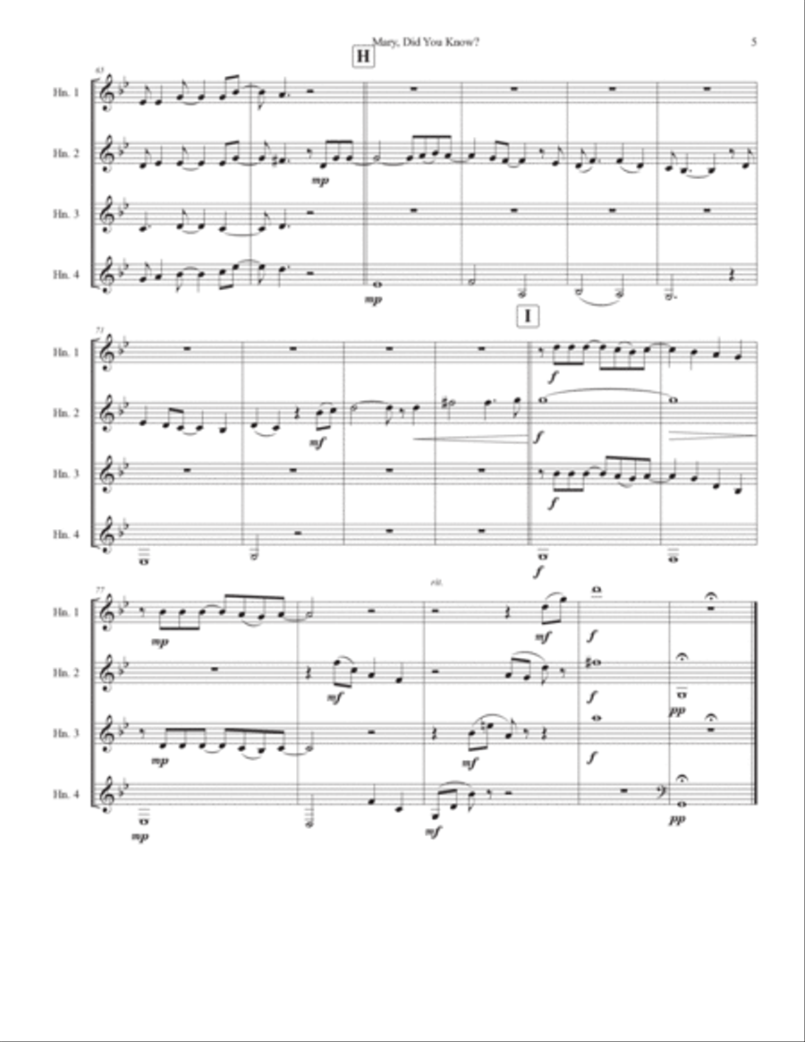 Mary, Did You Know? Brass Quartet scores gallery preview page 5