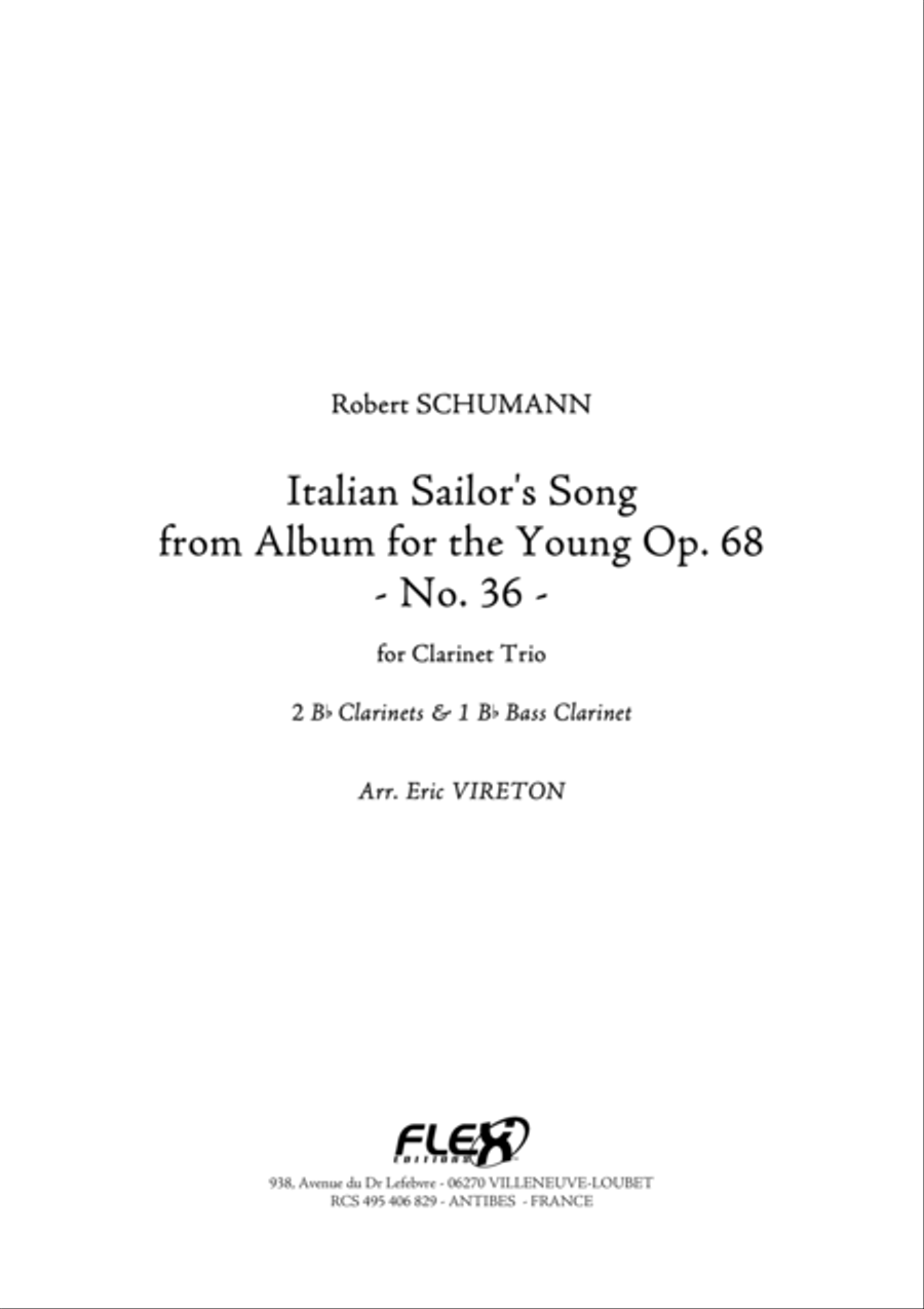 Italian Sailor's Song from Album for the Young Opus 68 No. 36 Clarinet Trio scores gallery preview page 1