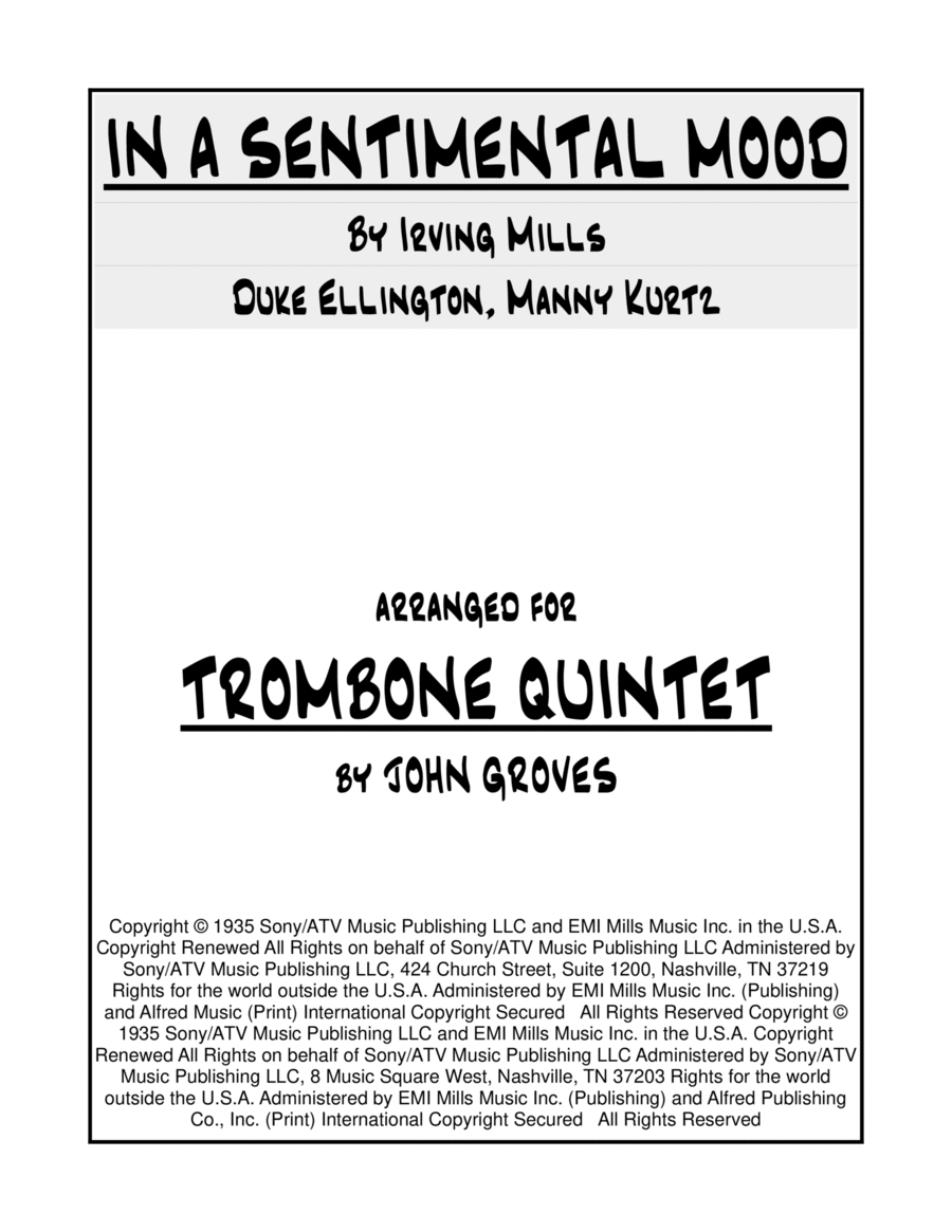In A Sentimental Mood Brass Ensemble scores gallery preview page 1