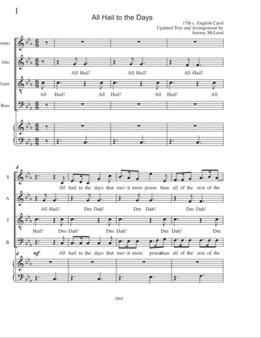 All Hail to the Days 4-Part scores gallery preview page 2