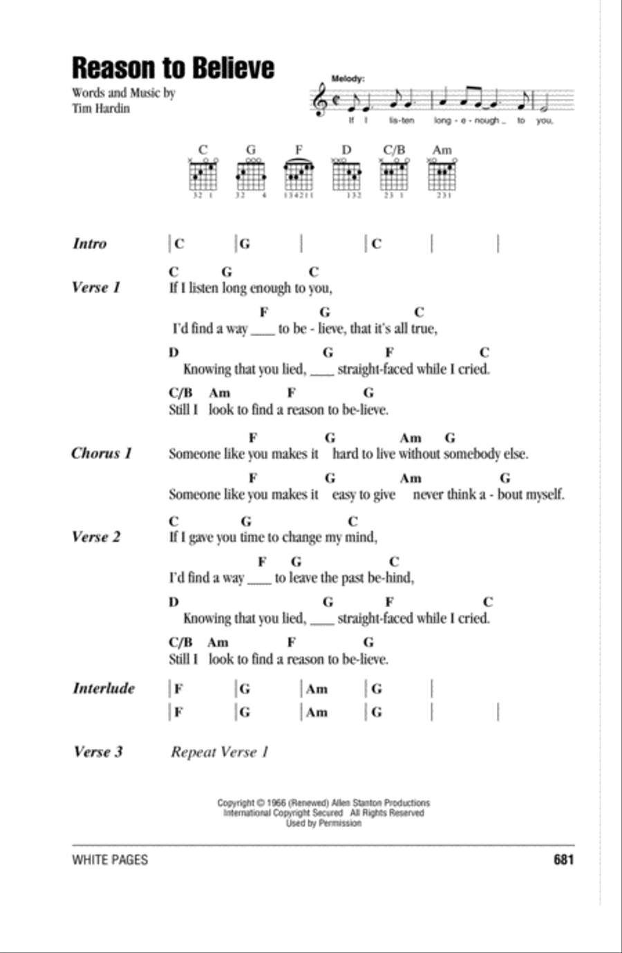Reason To Believe Reason To Believe Acoustic Guitar scores gallery preview page 1
