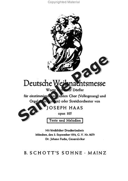 Haas J Deutsche Weihnachtsmesse Op105