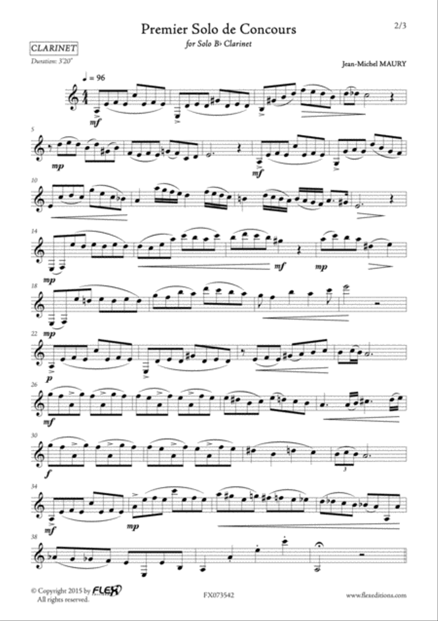Premier Solo de Concours Premier Solo de Concours B-Flat Clarinet scores gallery preview page 2