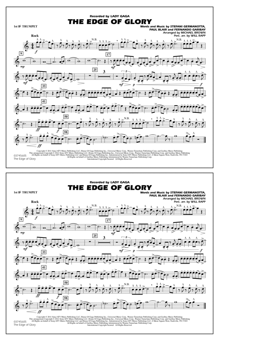 The Edge Of Glory - 1st Bb Trumpet