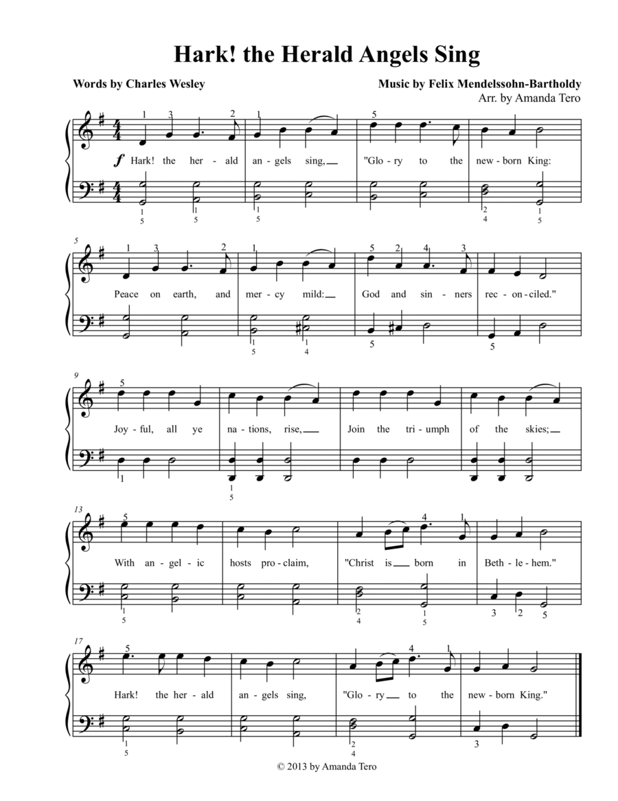 Hark! The Herald Angels Sing – Early Intermediate Christmas Piano Sheet Music