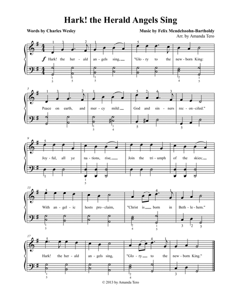 Hark! The Herald Angels Sing – Early Intermediate Christmas Piano Sheet Music image number null