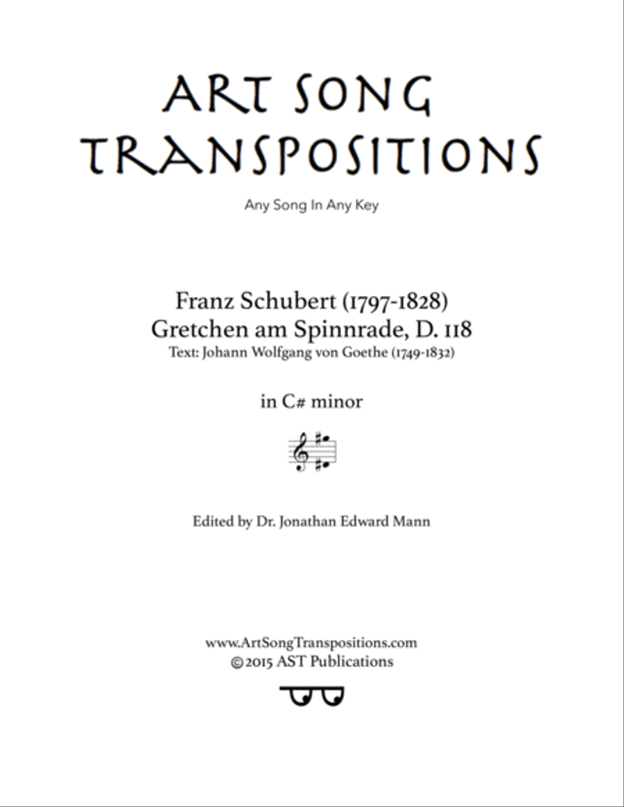 SCHUBERT: Gretchen am Spinnrade, D. 118 (transposed to C-sharp minor) Voice scores gallery preview page 1