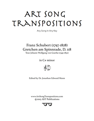 SCHUBERT: Gretchen am Spinnrade, D. 118 (transposed to C-sharp minor)