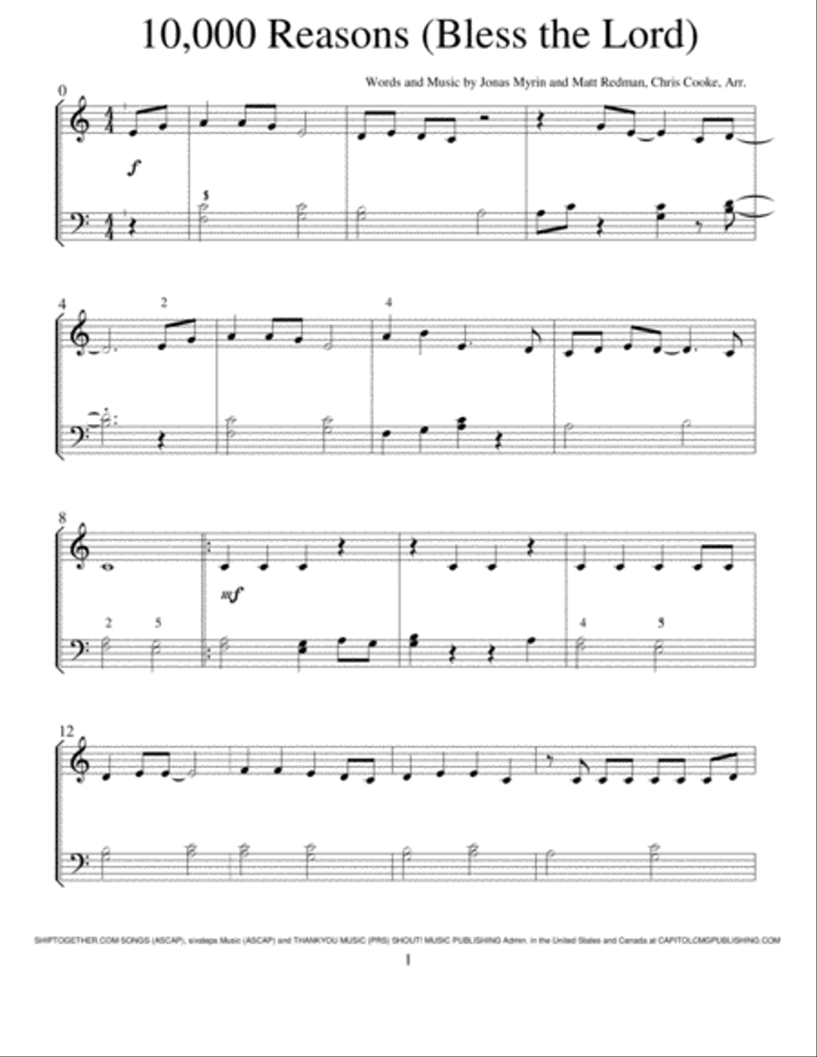 10,000 Reasons (Bless The Lord) Easy Piano scores gallery preview page 2