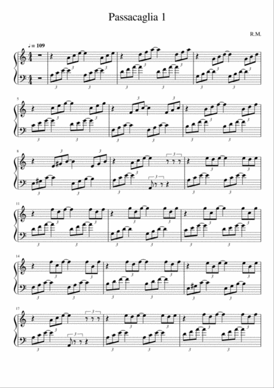 Pasacaglia 1 Piano Solo scores gallery preview page 1