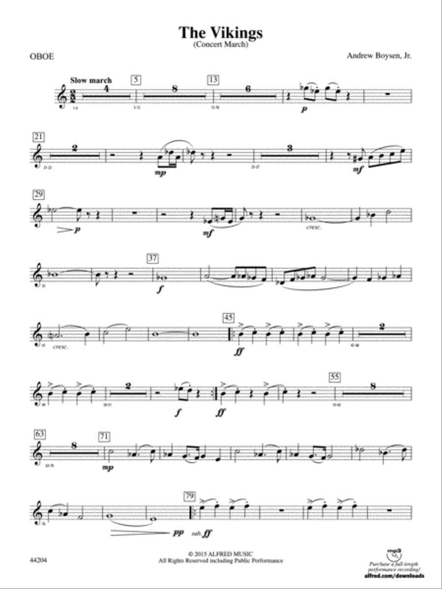 The Vikings: Oboe The Vikings: Oboe Concert Band scores gallery preview page 1