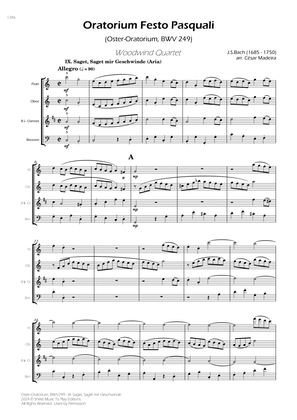 Saget, Saget mir Geschwinde, BWV 249 - Woodwind Quartet (Full Score) - Score Only