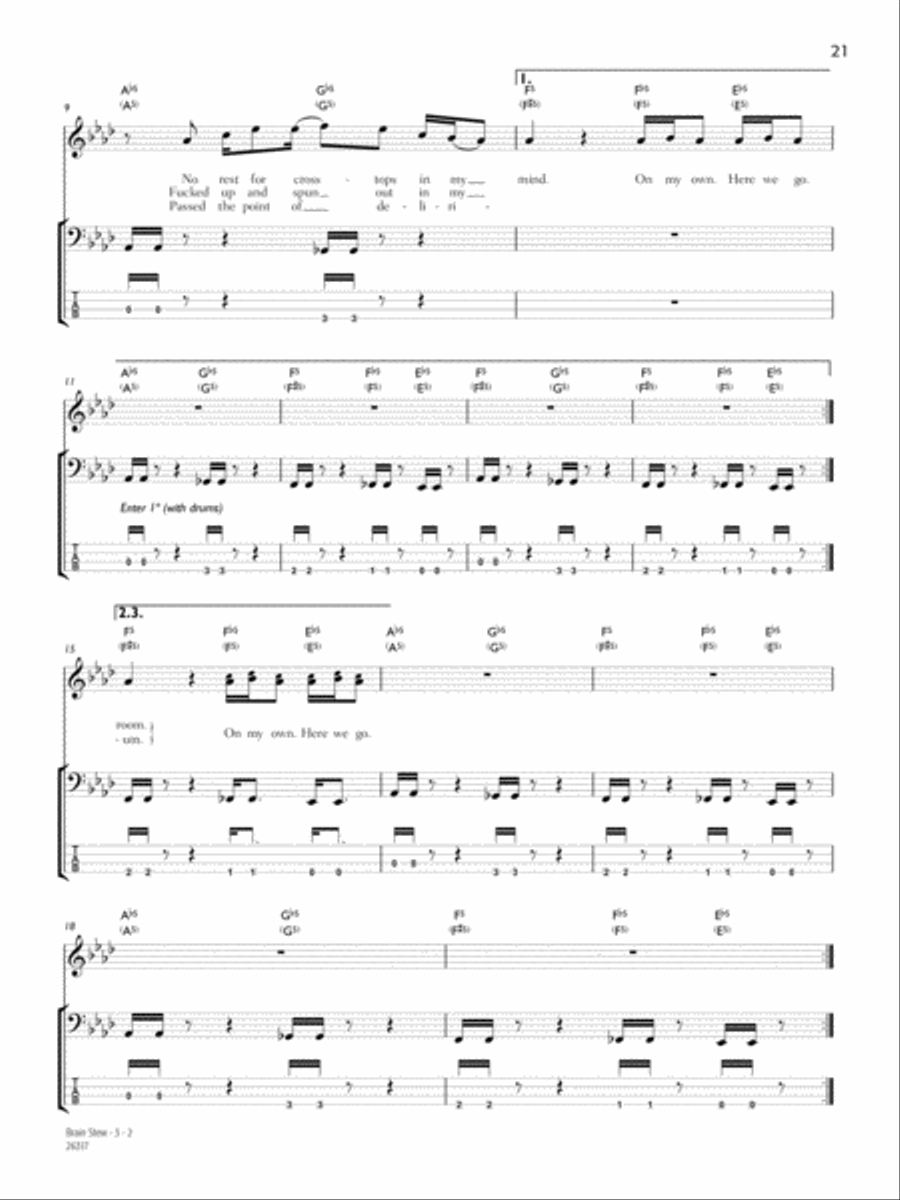 Brain Stew Bass Guitar Tablature scores gallery preview page 2