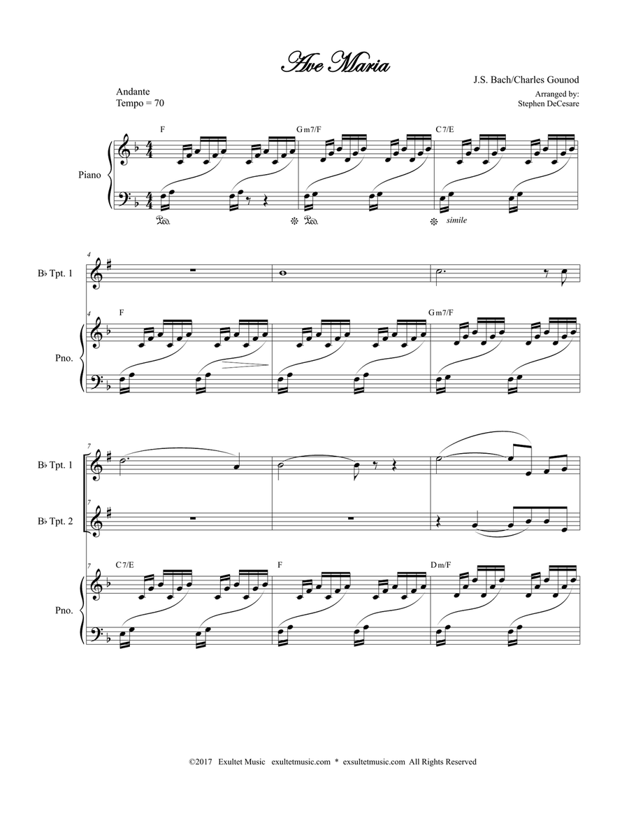 Ave Maria (Duet for Bb-Trumpet) Trumpet Duet scores gallery preview page 1