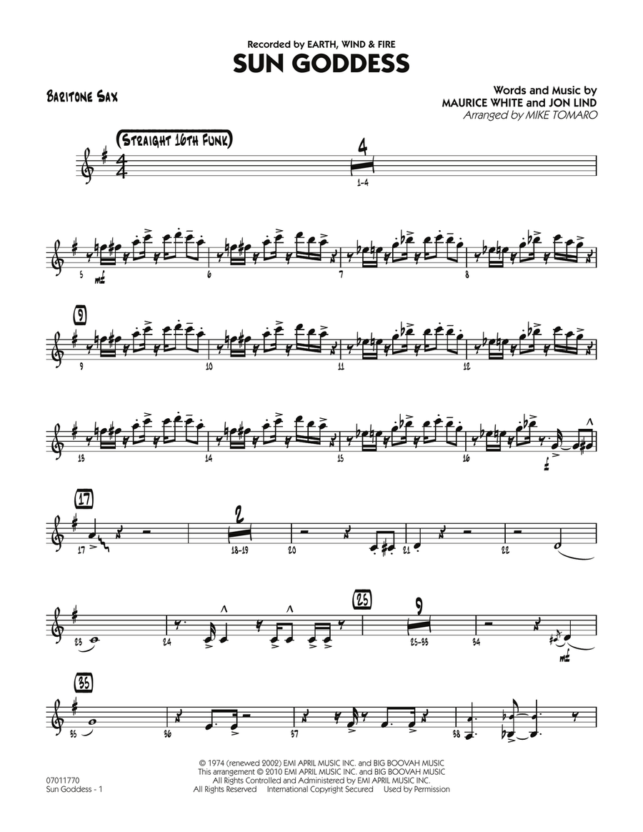 Sun Goddess - Baritone Sax Jazz Ensemble scores gallery preview page 1