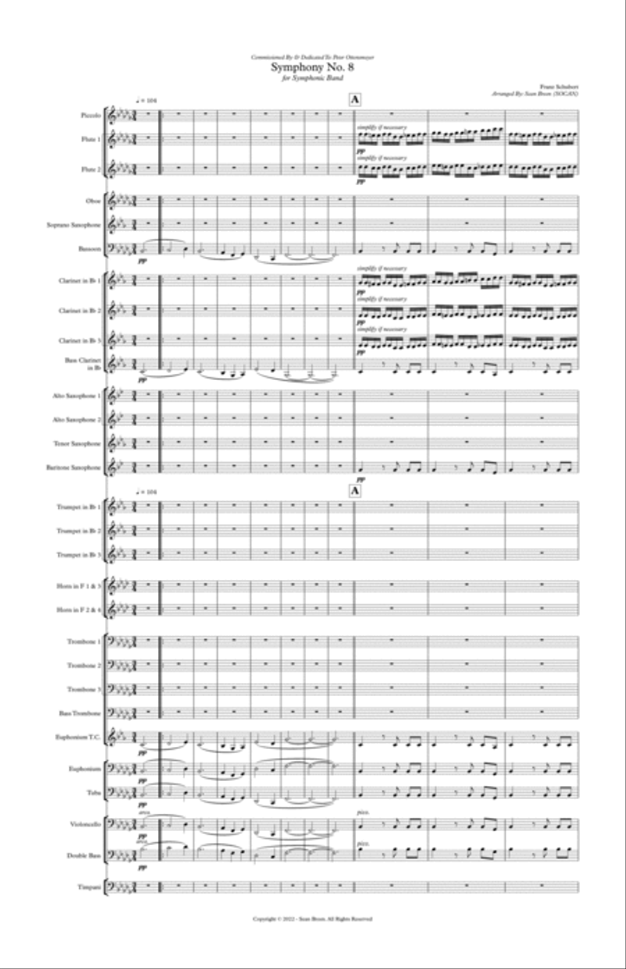 Schubert's Unfinished Symphony - First Movement Concert Band scores gallery preview page 3