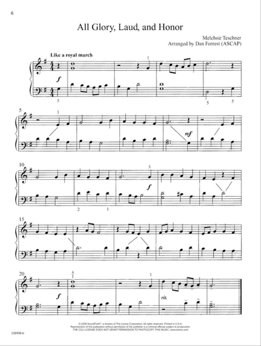 Laud and Honor Easy Piano scores gallery preview page 6