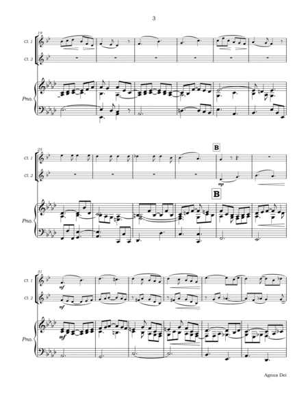 Agnus Dei for Clarinet Duet and Piano image number null