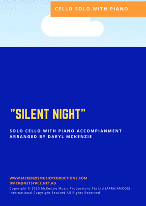 Silent Night - Cello Solo with Piano Accompaniment - Key of C