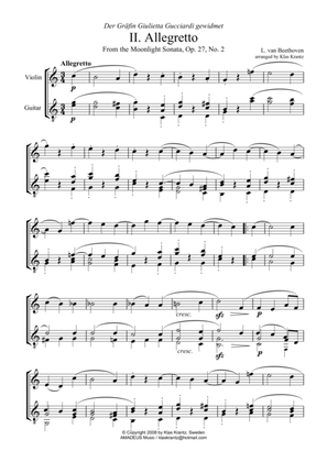 Allegretto (Moonlight Sonata) (C major) for violin and guitar