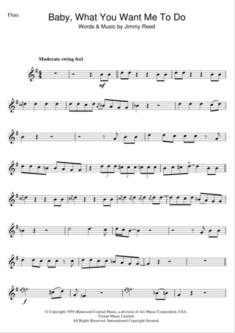 Baby, What You Want Me To Do Flute Solo scores gallery preview page 1