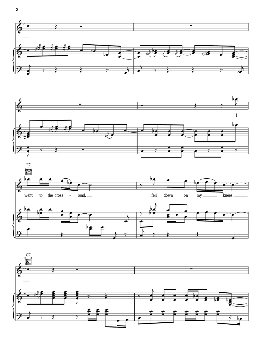 Cross Road Blues (Crossroads) Piano, Vocal, Guitar scores gallery preview page 2