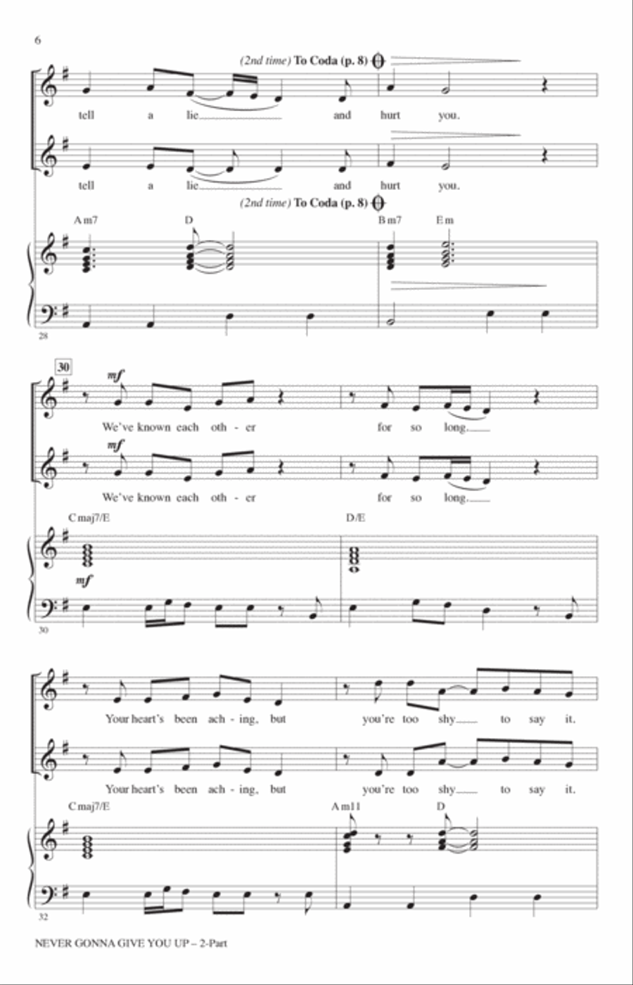 Never Gonna Give You Up (arr. Roger Emerson) 2-Part scores gallery preview page 5