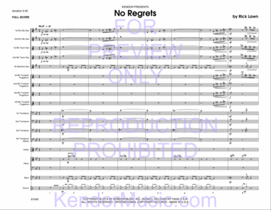 No Regrets (Full Score) Jazz Ensemble scores gallery preview page 2