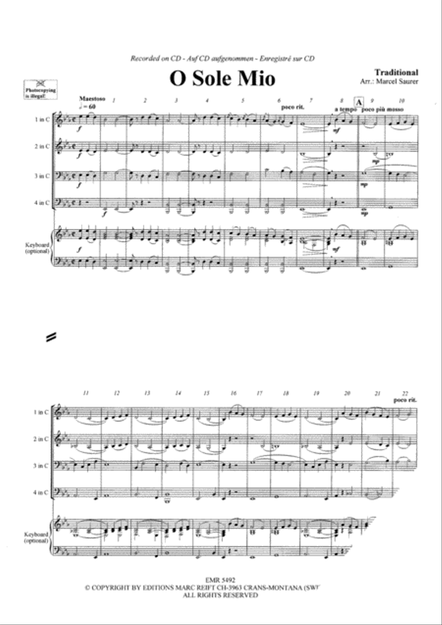 O Sole Mio Woodwind Quartet scores gallery preview page 3