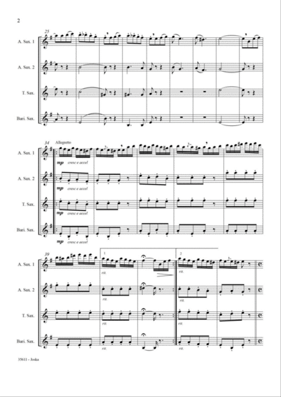 JOSKA: A GYPSY ROMANCE - SAXOPHONE QUARTET Saxophone Quartet scores gallery preview page 3