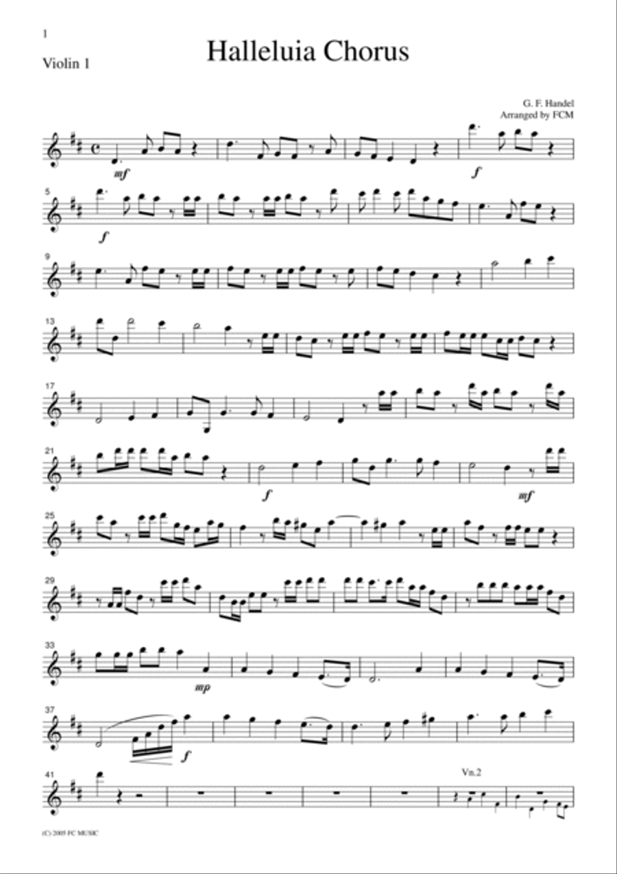 Handel Halleluia Chorus, for string quartet, CH104 image number null