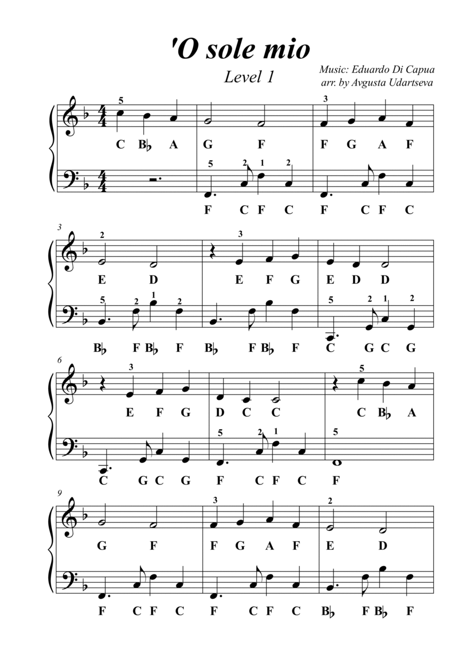O sole mio Easy Easy Piano scores gallery preview page 1