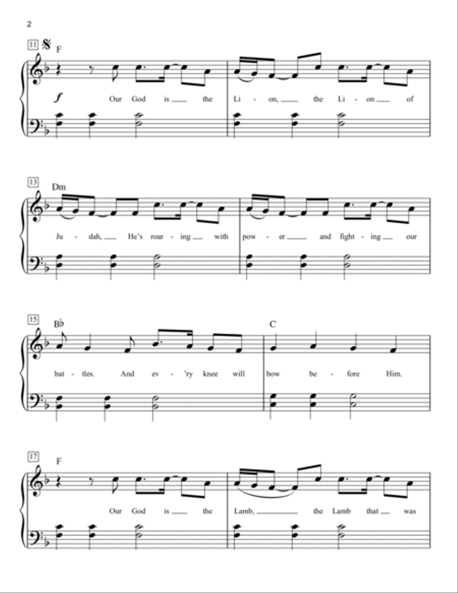 The Lion And The Lamb (arr. Phillip Keveren) Easy Piano scores gallery preview page 2