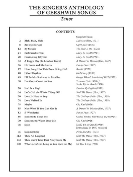 The Singer's Anthology of Gershwin Songs – Tenor