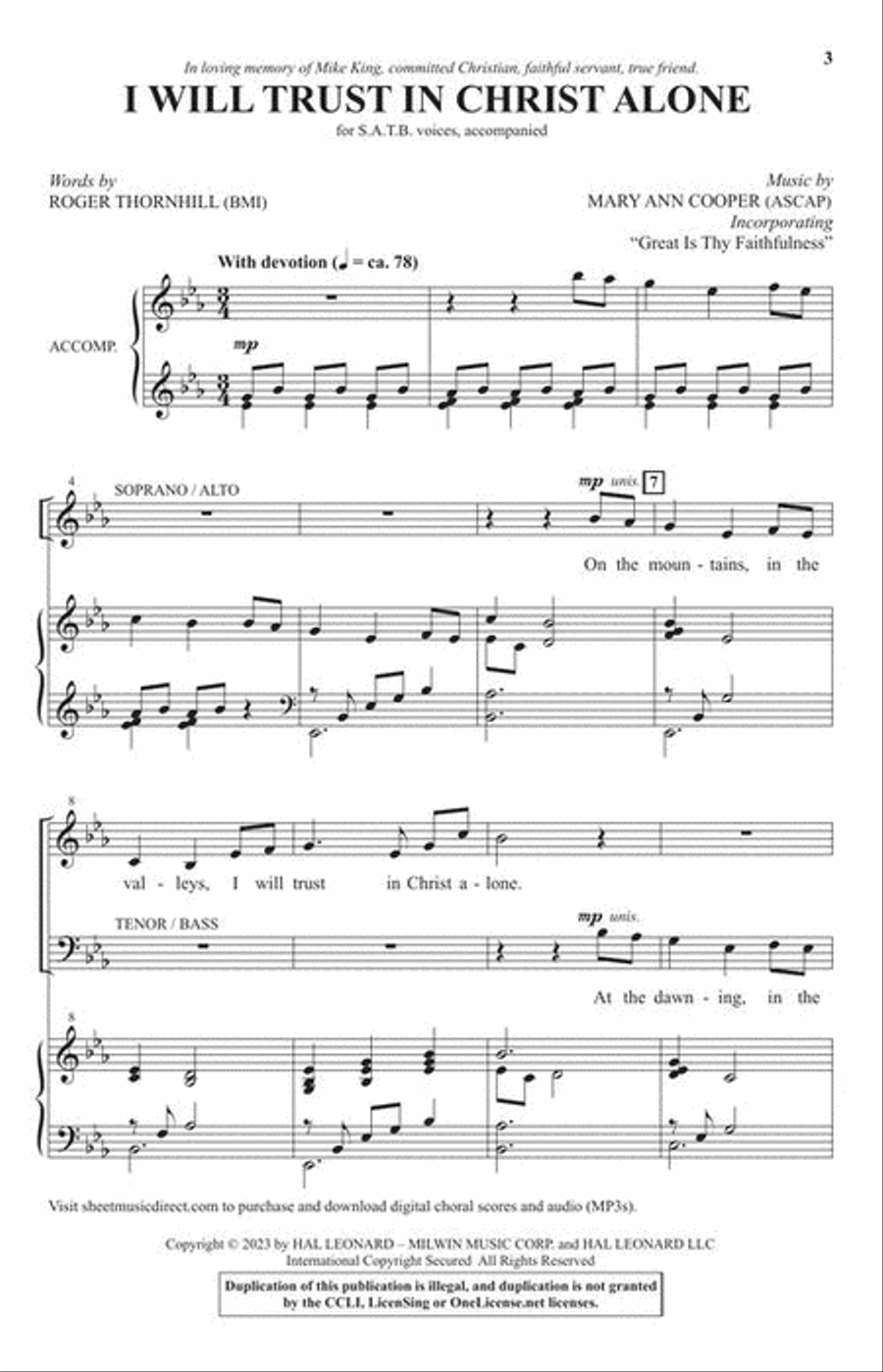 I Will Trust in Christ Alone 4-Part scores gallery preview page 3
