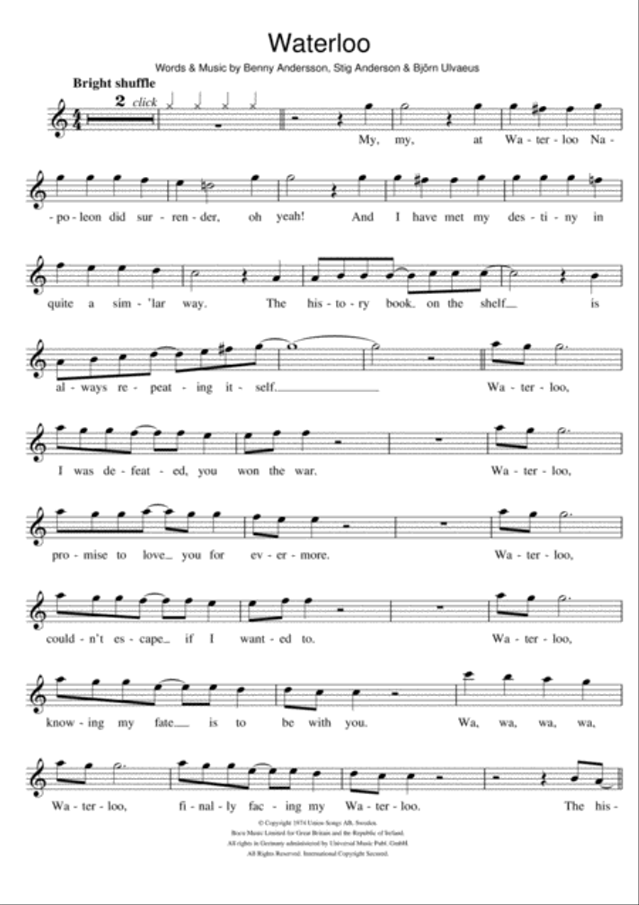 Waterloo Flute Solo scores gallery preview page 1