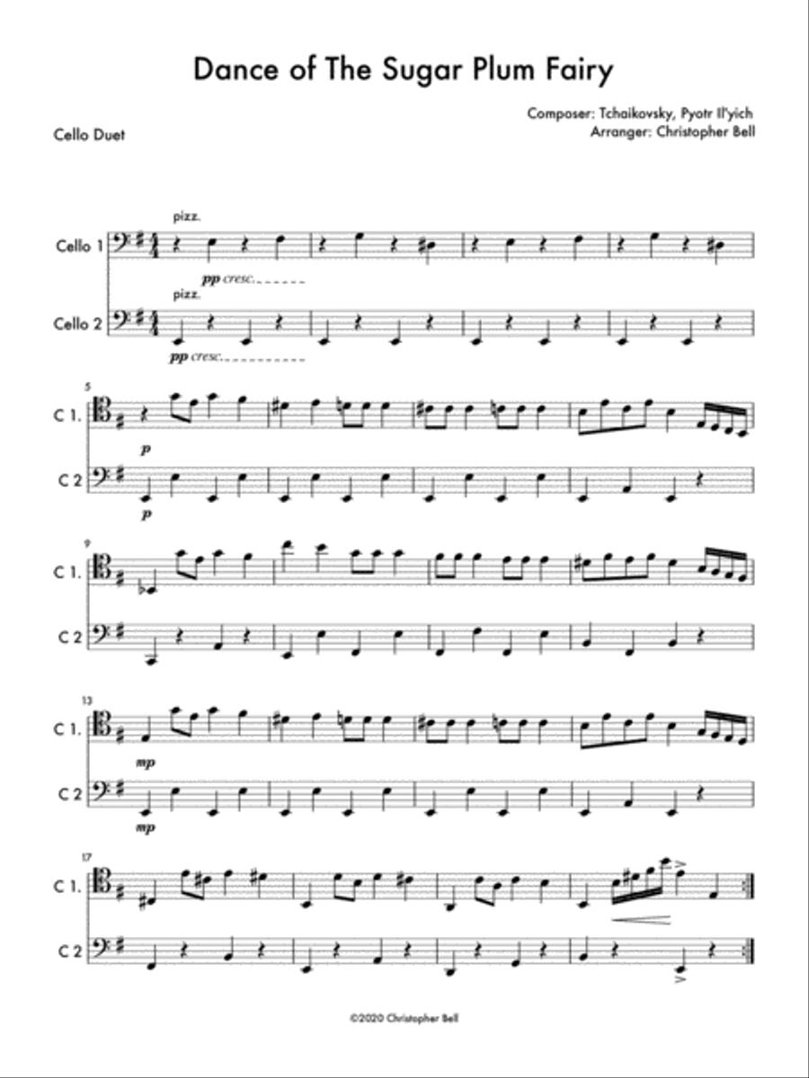 Dance Of The Sugar - Easy Cello Duet String Duet scores gallery preview page 1