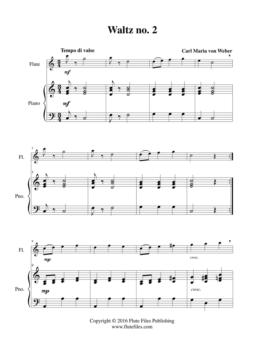 Waltz no. 2 - Flute Solo Chamber Music scores gallery preview page 3