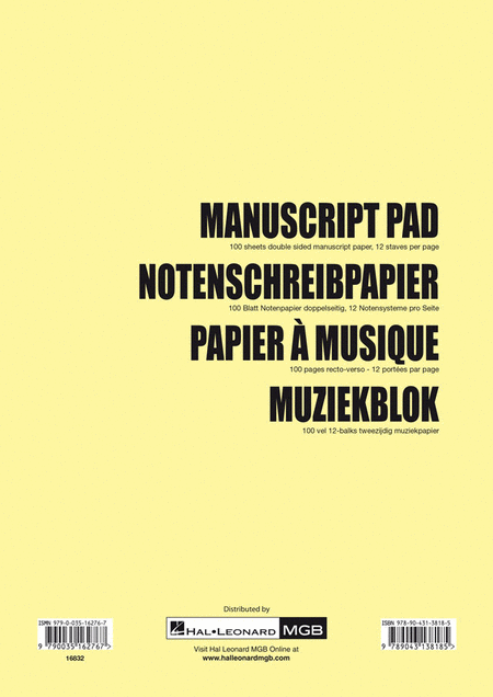 Notenschreibpapier / Papier à Musique / Muziekblok