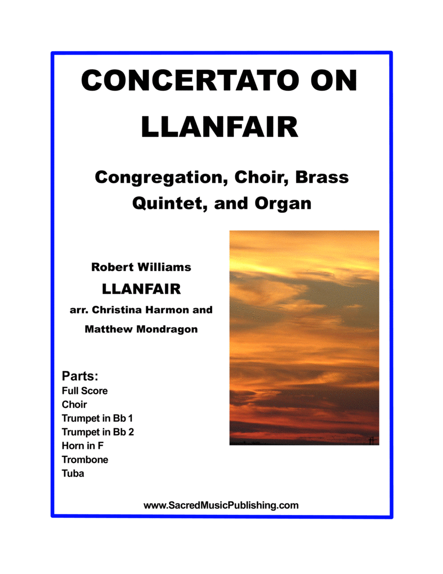 Concertato on Llanfair – Congregation, Choir, Brass Quintet, and Organ. 4-Part scores gallery preview page 1