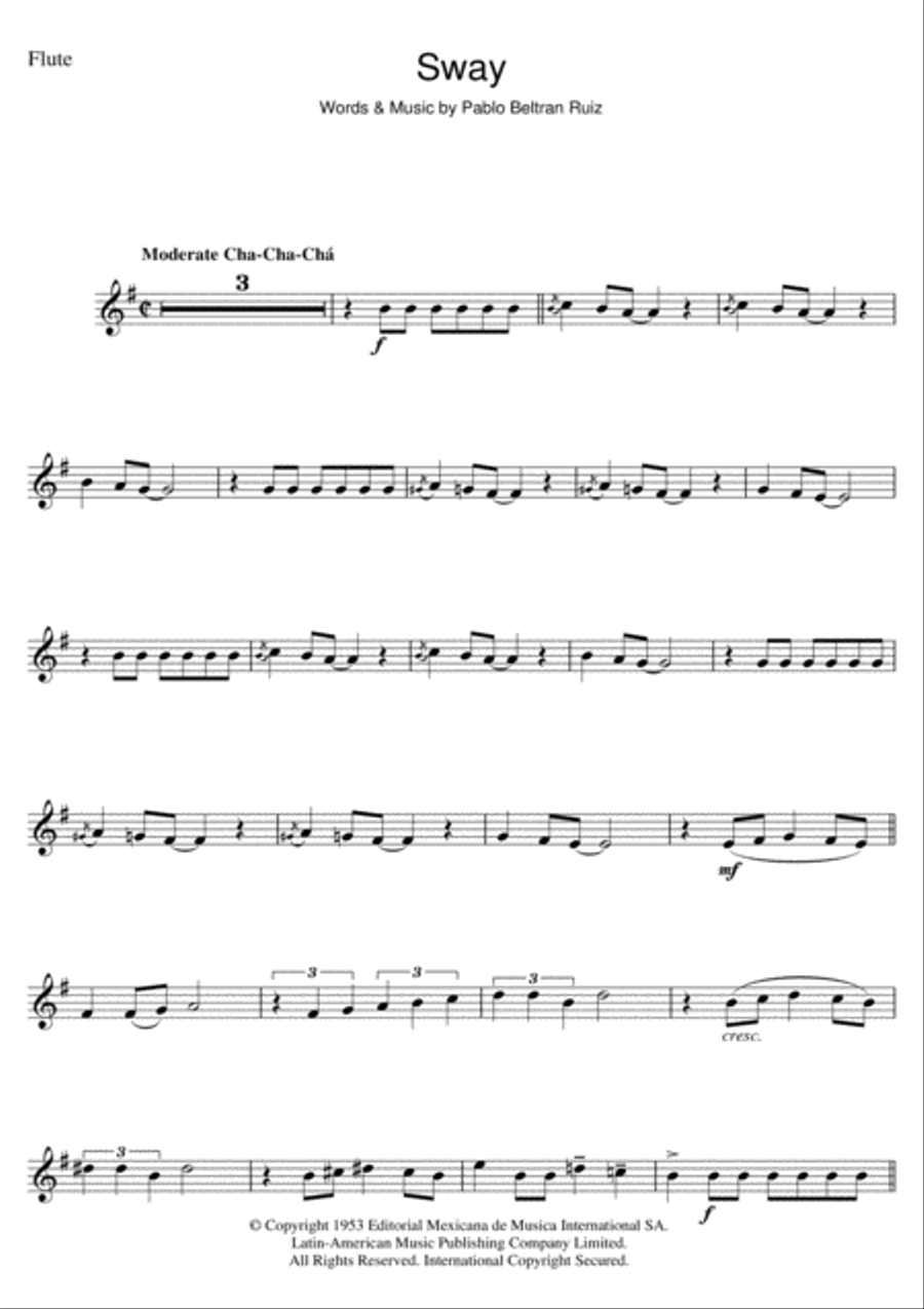Sway (Quien Sera) Sway (Quien Sera) Flute Solo scores gallery preview page 1