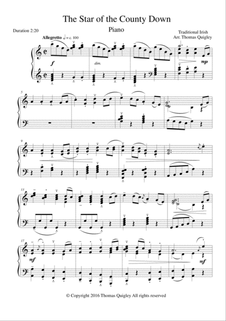 The Star of the County Down Piano Solo scores gallery preview page 1