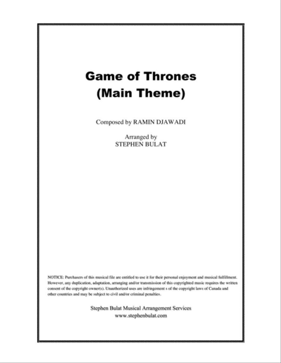 Game Of Thrones Small Ensemble scores gallery preview page 1