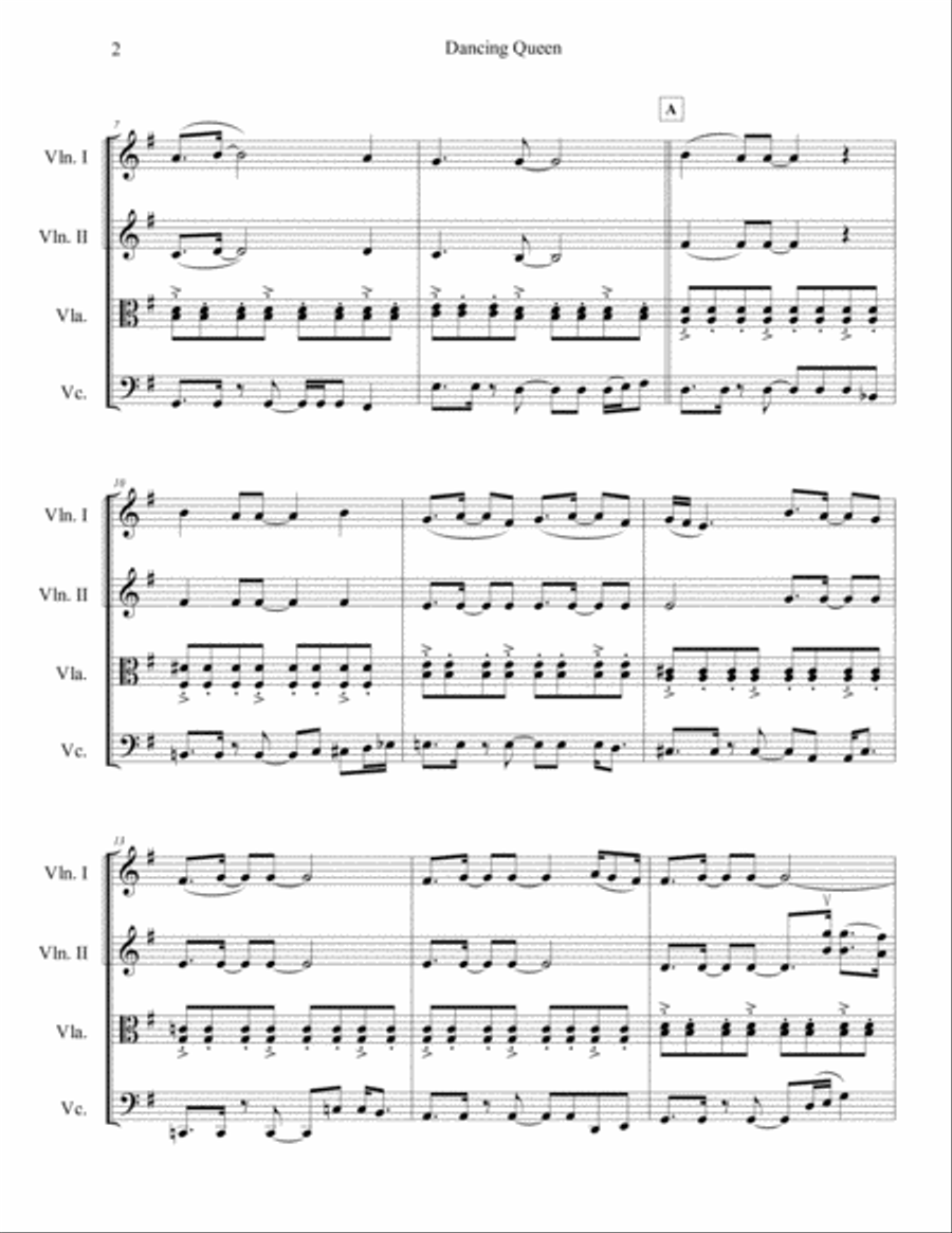 Dancing Queen Dancing Queen String Quartet scores gallery preview page 3