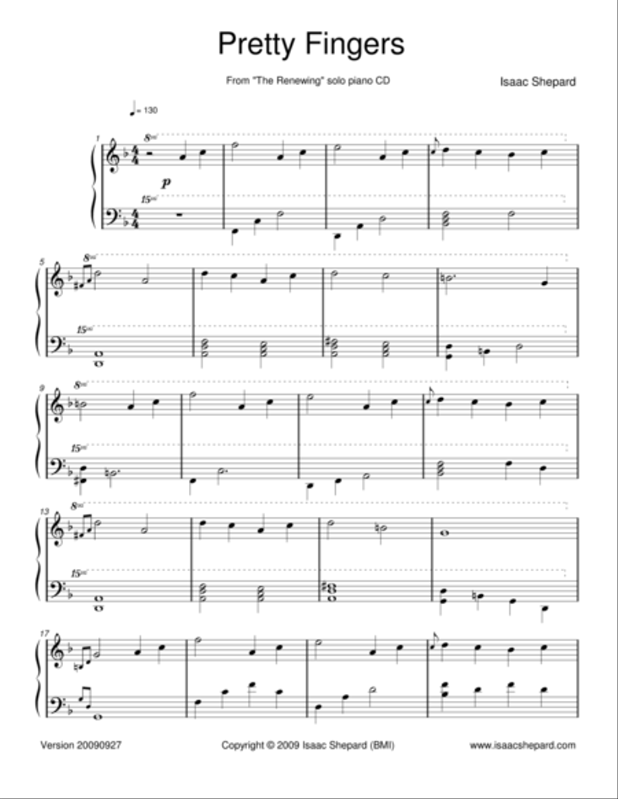 Pretty Fingers Piano Solo scores gallery preview page 1