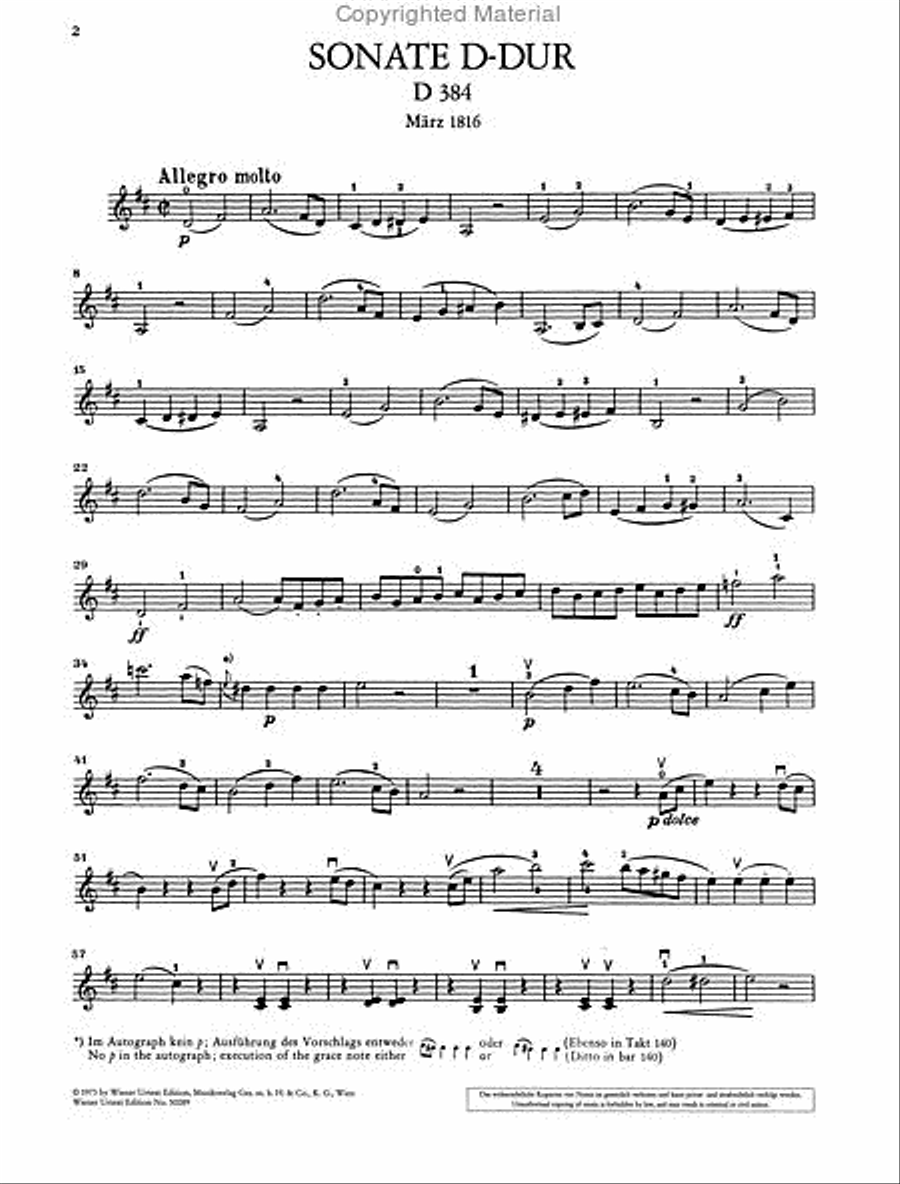 Sonata (Sonatina) for Piano and Violin, D Major Chamber Music scores gallery preview page 4
